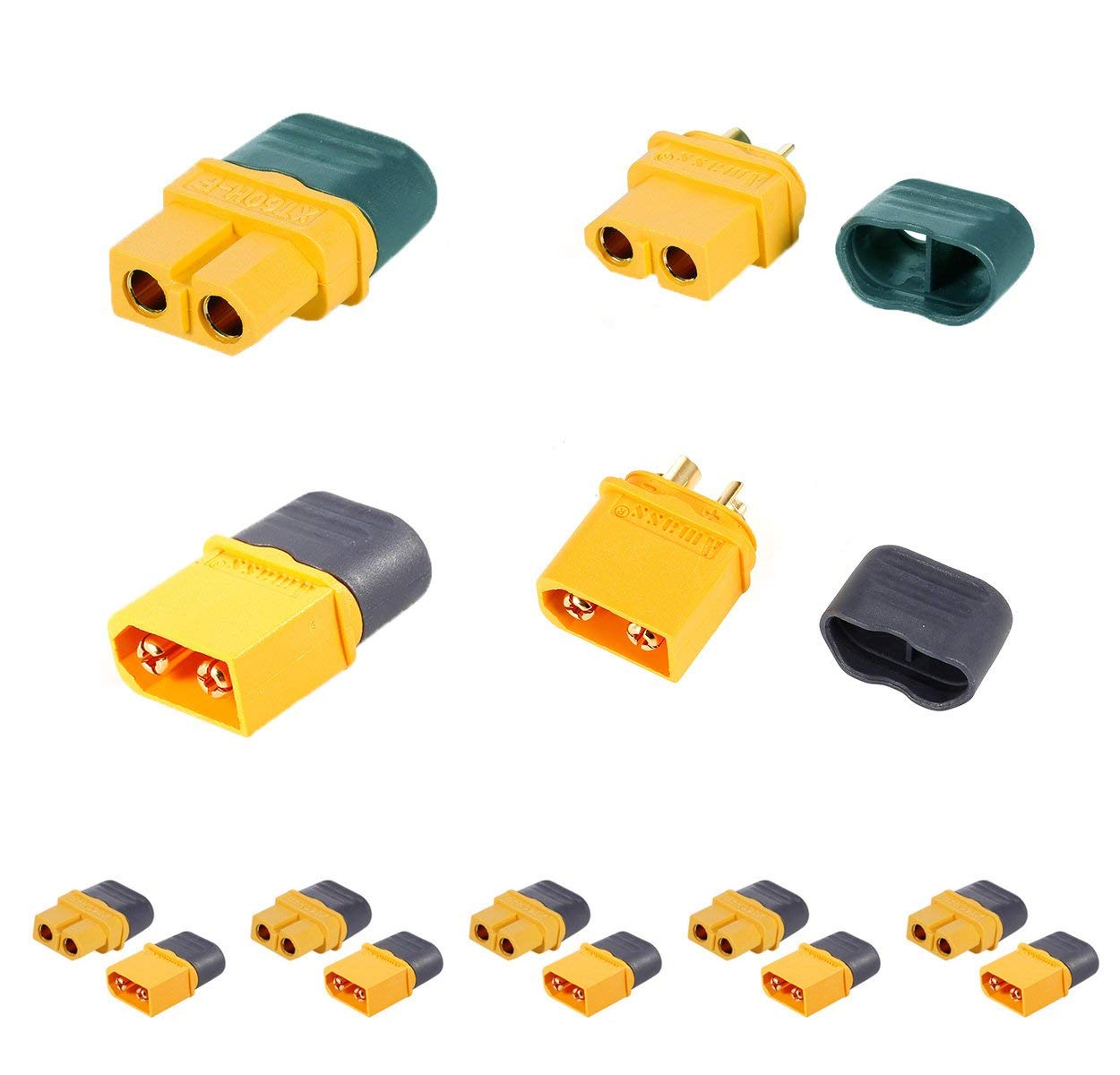 YUNIQUE GREEN-CLEAN-POWER 5 Pairs XT60H Male Female Bullet Connectors Plugs for RC Lipo Battery