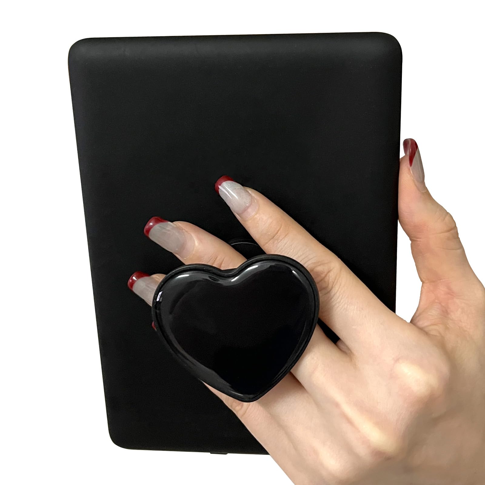 Gowjaw Cute Heart Expandable Collapsible Grip Stand Holder for Kindle eReaders iPhone and Smartphone(Black)