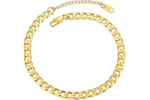 ChainsPro Resizable Anklet Chain for Women Men, Figaro/Wheat/Twist Rope/Cuban Foot Bracelet-Strong with Good Clasp-18K Gold Plated(Send Gift Box)