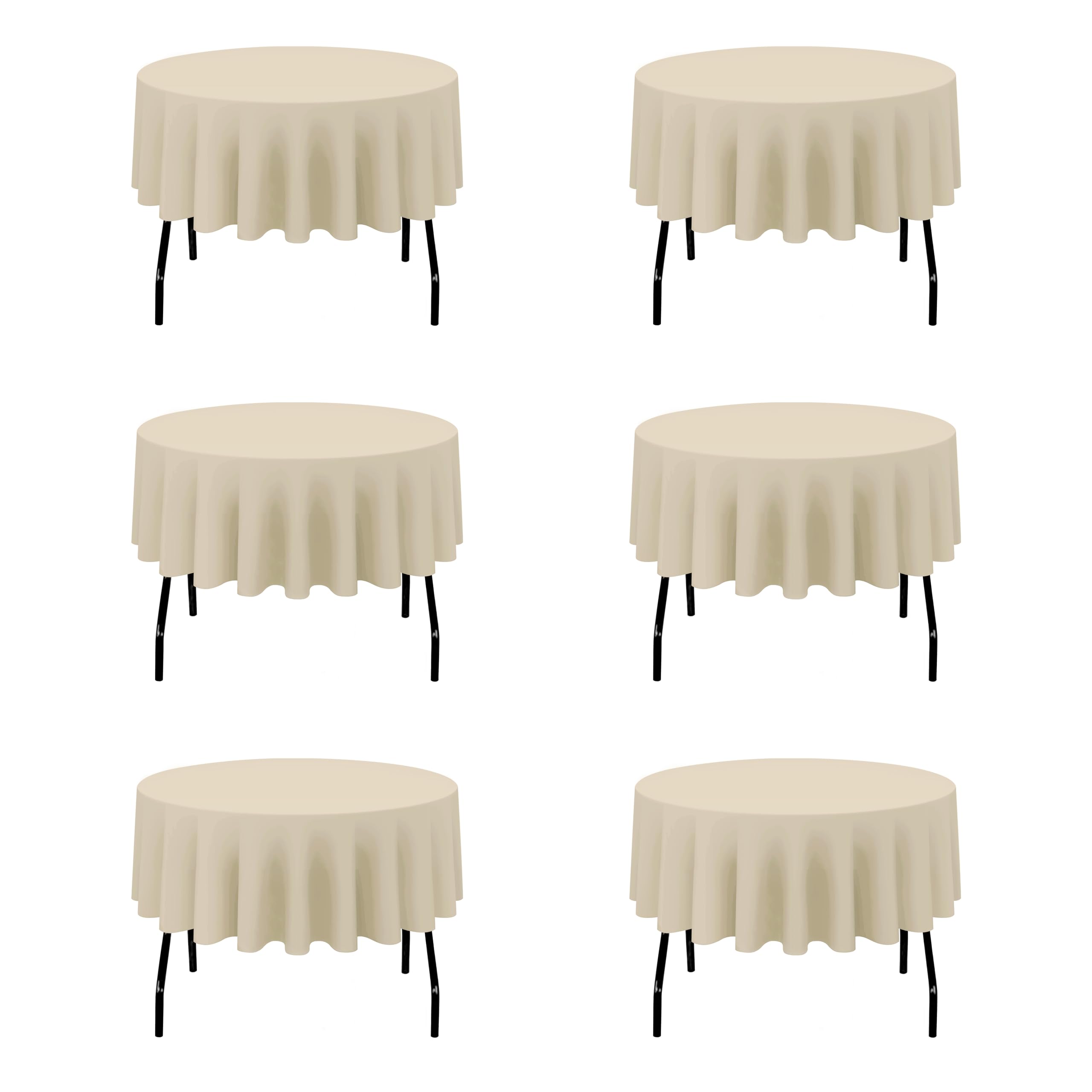 BRILLMAX Ivory Round Tablecloths 120 Inch - 6 Pack Bulk Linen-Look Polyester Table Covers For Events