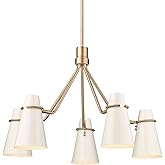 Golden Lighting Reeva 5-Light Chandelier in Modern Brass and Glossy Ecru Shade