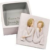 AcowSpt Best Friend Birthday Gifts for Women, Friend Gifts for Women, Gift for Sister, Sculpted Hand-Painted Keepsake Box