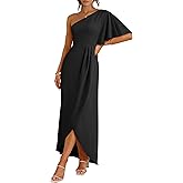 ANRABESS Womens One Shoulder Formal Midi Dresses 2026 Summer Wrap High Slit Beach Wedding Guest Party Cocktail Maxi Dress