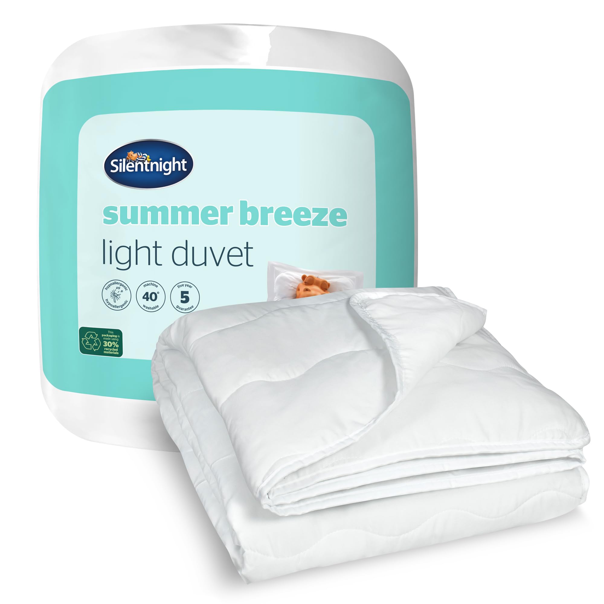 Silentnight Summer Breeze 2.5 Tog Double Duvet - Lightweight Low Tog Summer Duvet Quilt Ideal for Warm Nights and Hot Sleepers - Hypoallergenic and Machine Washable - Double - 200x200cm