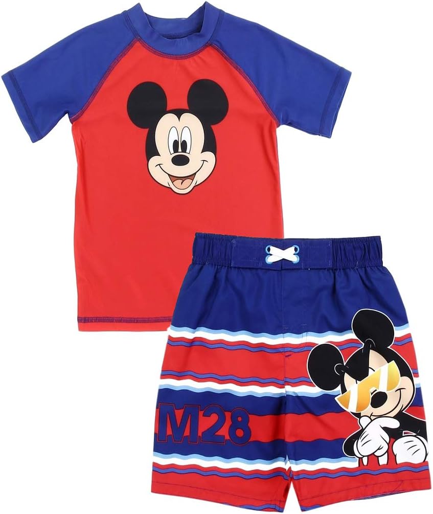 Mickey Mouse Little Boys' Toddler Rash Guard and Swim Trunks Set