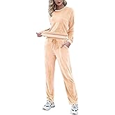 Totatuit Women's Sweatsuit Set Velour Long Sleeve and Pants Sport Sweat Suits 2 Piece Track Suits Outfits with Pocket S-XXL