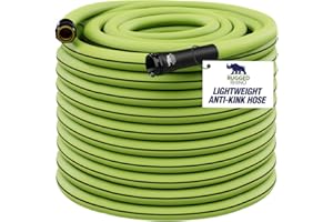 Rugged Rhino Heavy Duty Flexible Light Weight Garden Hose, 75ft x 5/8in, 4 Layer Leakproof Outdoor Gardening Tools, Watering Supplies, Powerful Water Pressure for Lawn, Flowers, Green Black