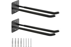 Sinoer Upgraded Garage Hooks,Shed Organizer, Utility Steel Garage Storage Hooks, 14 Inch Square Tube Garage Wall Mount Double