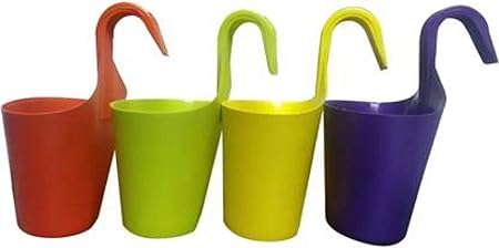 GTB Plastic Hanging Planter, Multicolour, 4 Pieces