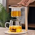 Semi-automatic Rotary Heat-resistant Glass Teapot Lazy Tea Making With Infuser And Wooden Handle Office Home Accessories Kitchen Gadgets
