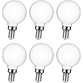 6 Pack G16.5 LED Ceiling Fan Light Bulbs, Dimmable LED Candelabra Bulb 4.5W Equivalent to 60W 500LM, E12 Chandelier LED Globe