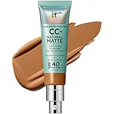 IT Cosmetics CC+ Cream Natural Matte - Poreless Full Coverage Foundation With SPF 40, 16HR Shine Control, Color-Corrector, Skin-Balancing Serum, Sweat-proof, Noncomedogenic for Oily Skin - 1.08 fl oz