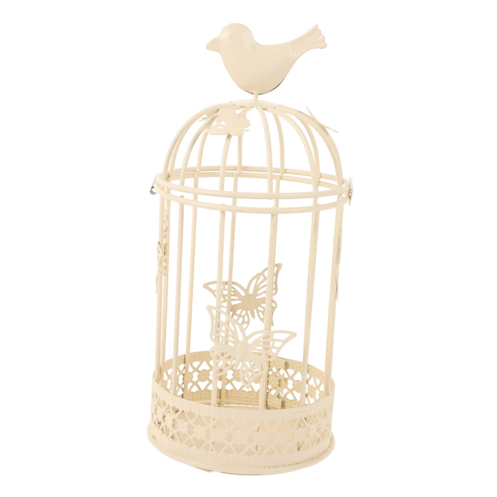 BESPORTBLE Large Bird Cage Candlestick Holder, Iron Vintage European Candle Lantern, Tealight Candle Holders Handmade Candlestick for Home Decor White