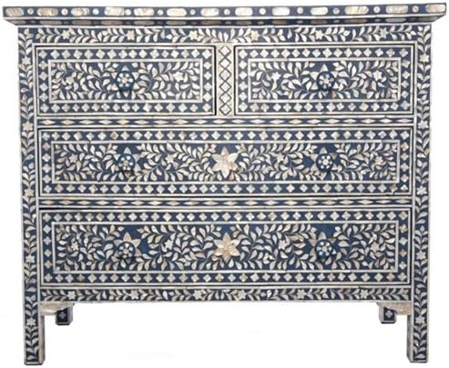 Amazon Com Dark Blue Mother Of Pearl Chest Of Drawers Kitchen