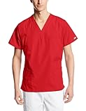 Cherokee Workwear Scrubs Unisex V-Neck Top, Red, 3X-Large