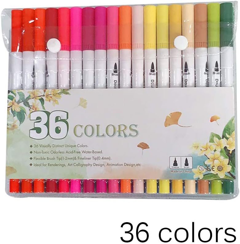 Houkiper 24PCS 36PCS 100PCS Colors Fine Liner Drawing Painting Watercolor Art Marker Pens Dual Tip Brush Pen School Supplies