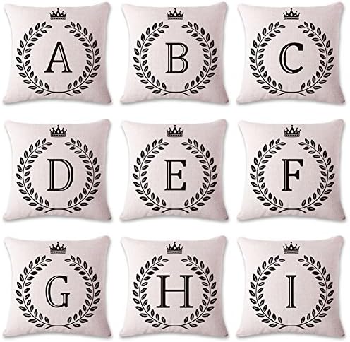 Coliang Letter B Pillow Case, Letter Cushions Cover Blend Cotton English Alphabet Cushion Decorative Pillows Wheat Throw Pillow Cushion 18x18 Inch(45x45CM) - Letter B