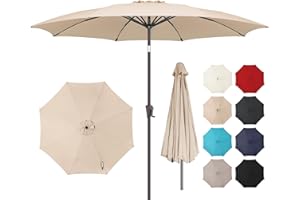 AckMizz 10ft Outdoor Patio Umbrella - Table Umbrella Waterprool UV Protection, Sombrillas de Patio with Push Button Tilt&Crank, Sun Umbrella for Pool, Porch, Garden, Deck, Backyard(Beige)
