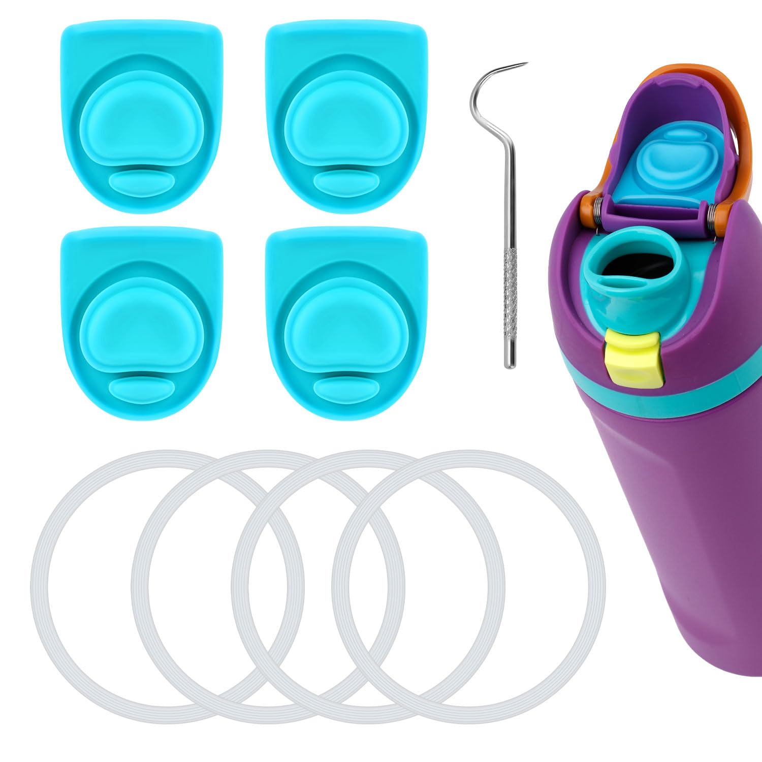 Gosknor 9pcs Water Bottle Replacement Parts Compatible with Owala FreeSip, Water Bottle Seal O Ring & Replacement Stopper for Owala 16/19/24/25/32/40oz Gasket Plug Lid Accessories BPA-Free