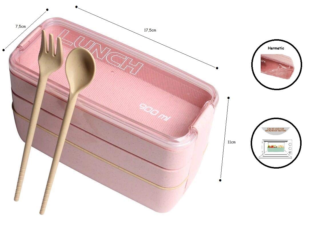 Tuppers Ecologicos con Compartimentos ♻ Bento Box con Cubiertos ...
