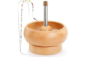 Bead Spinner Set with 2 Needles Wooden Spinner Beading Bowl for Jewelry Making Spin Bead Quickly Beading Spinners Kit, DIY Ma