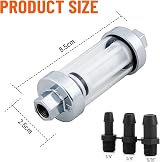 CarBole 2PCS Inline Fuel Filter 3/8 1/4 5/16 Hose Barb Chrome OE FFC1000 view 3