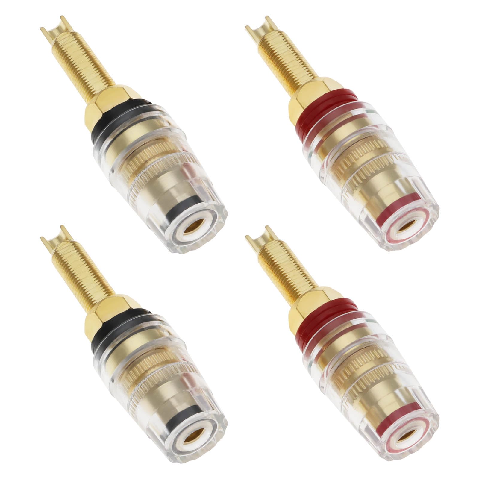 ECSiNG 4Pcs Brass Crystal Long M8 Binding Post Heavy Duty Gold Plated Banana Jacks Insulated Binding Post for Speaker Amplifier Terminal Connector
