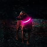 MASBRILL Light Up Collar Rechargeable LED Dog Collar Pink 3 Modes Small Large view 2