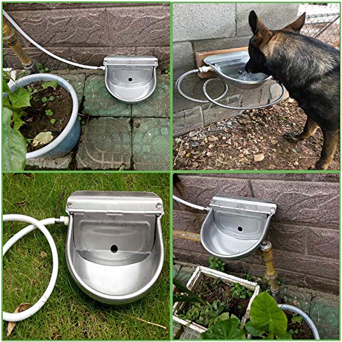 CPROSP Animal Drinking Bowl Automatic Water Feeder Bowl with Pipe Hose Stainless Steel Pet Supplies - Thumbnail 6
