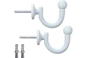 FDY Senglida Curtain Tiebacks Hooks,Wall Mounted Tieback Tassel Holder,Curtain Holdback Window Drapery Tiebacks Clothes Coat Hat Towel Hanger Holder, Set of 2，White