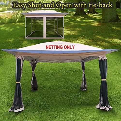 Mosquito Netting with 4 Side Zipper for Universal Outdoor 10x10 Pop Up Canopy Tent,DIY Curtain