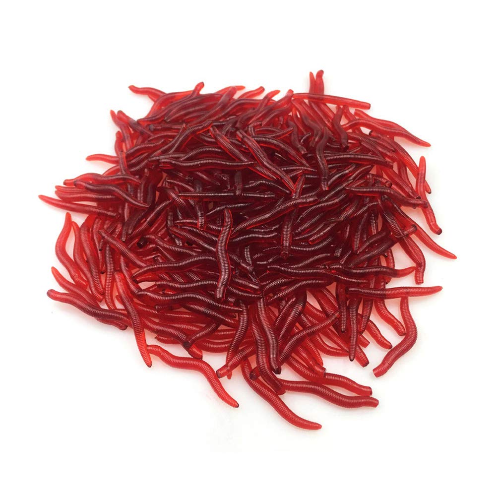 Yeqoo Soft Fishing Lure Artificial Fishing Tackle Bait Realistic Fishing Bait Simulated Earthworms Bionic Grub (Red Worms, 200pcs)