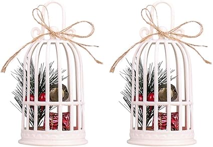 Amazon Com Christmas Tree Pendant Ornaments White Birdcage With