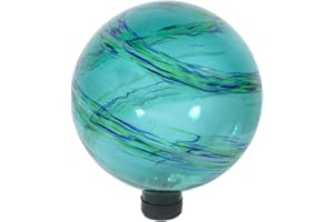RSR Industries Echo Valley 8142 10-Inch Glow-in-the-Dark Illuminarie Glass Gazing Globe, Ocean Mist Swirl