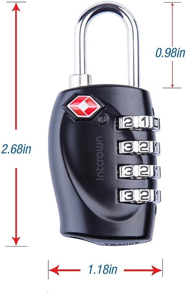 Intcrown Gym Lock 4 Digit Padlock TSA Approved Combination Lock for Luggage Suitcase Gym and Sports Lockers 2 Pack - - 