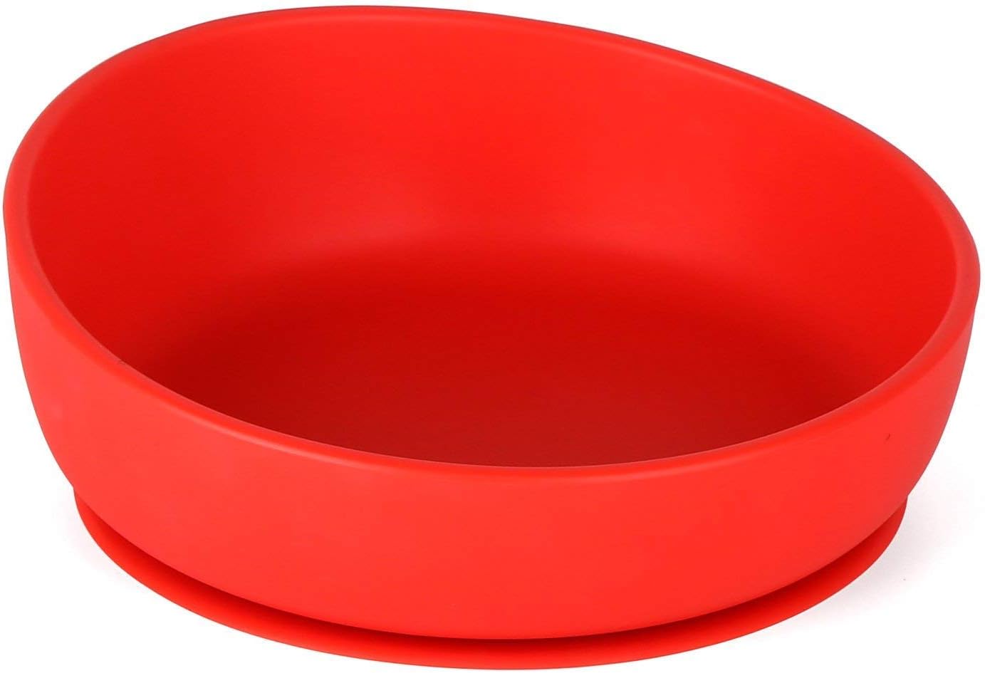 Silicone Baby Bowls with Suction,Non Slip Round Feeding Bowls for Baby or Kids, BPA Free, FDA Certificated, Microwave and Dishwasher Safe, Skid Resistant (Red)