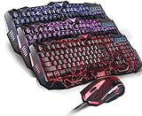UNAKIM-- Adjustable Color Luminous Backlit Multimedia Gaming Keyboard and Mouse Set Wired
