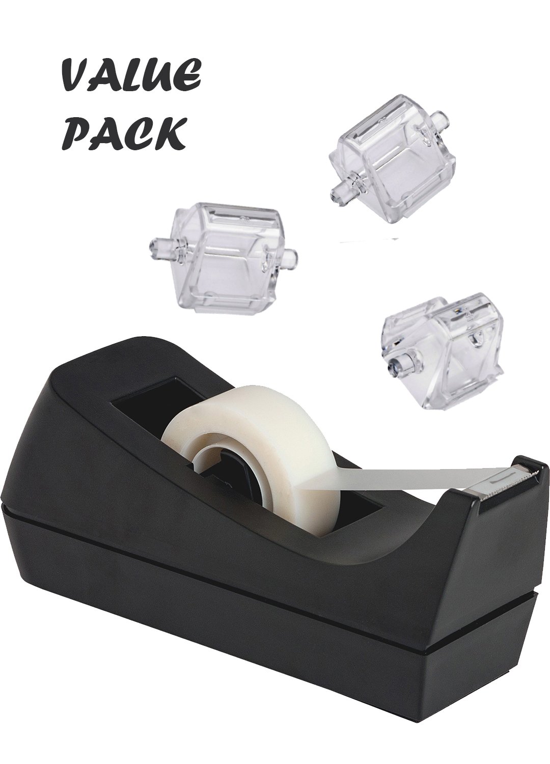 Perfect for Office with 3 Extra Tape Dispenser Replacement Core Value