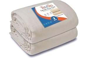 Textila Canvas Drop Cloth for Painting (Size 6x9 Feet - Pack of 2) Painters Drop Cloth for Painting, Furniture, Crutains & Floor Protection - All Purpose Thick Canvas tarp with Double Stitched Edges