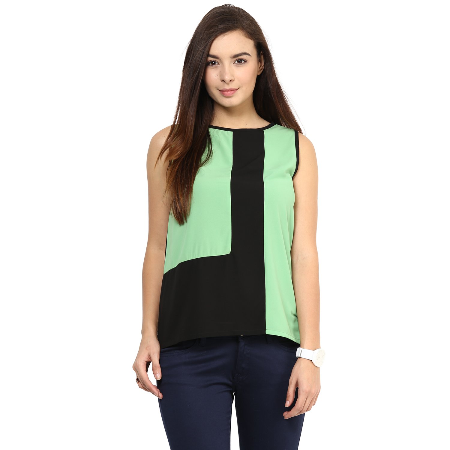 rare women green georgette top (ep1071)