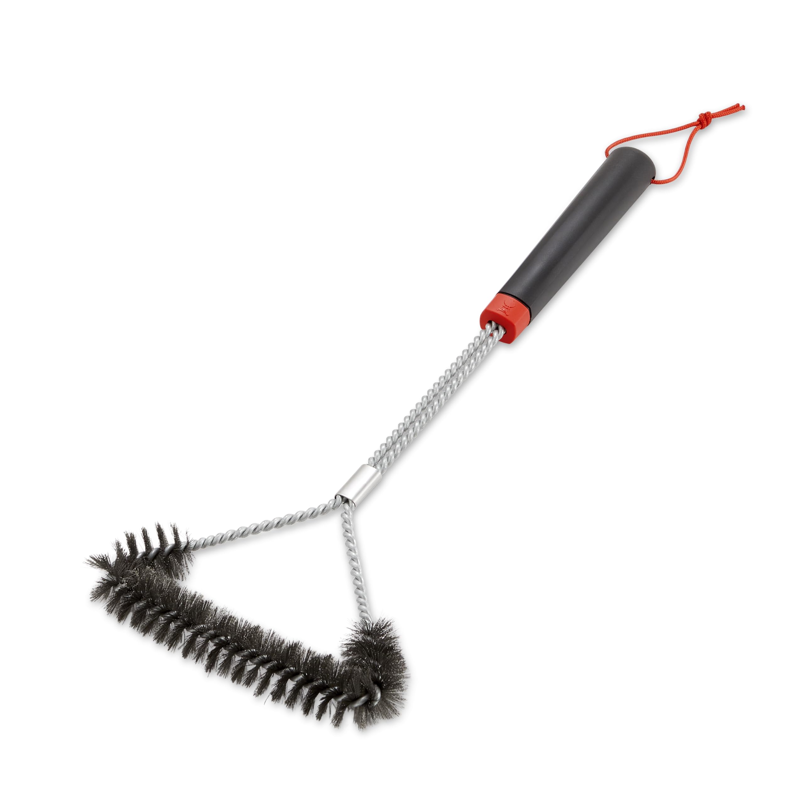 Weber Three-Sided Barbecue Brush 45 cm/BBQ Cleaning Tool, Removes Grease & Food Residue from Cooking Grates, Non-Slip Silicone Handle, Stainless Steel Bristles, 45.5 cm x 18 cm x 2.5 cm