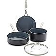 GreenPan Valencia Pro Hard Anodized Induction Safe Healthy Ceramic Nonstick Gray Cookware Pots and Pans Set, 4 Piece