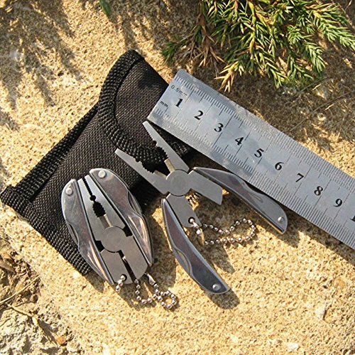 TXIN 2 Pack Portable Multi Function Folding Pocket Tools Plier Knife Keychain Mini Stainless Steel Foldaway Keychain Screwdriver with 2 Mini Bags - Thumbnail 3