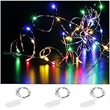 Pack of 3 Sets LED Starry String Lights with 10 Micro LEDs on 3.3ft(1m) Copper Wire, Fairy Lights Battery Powered by 2x CR203