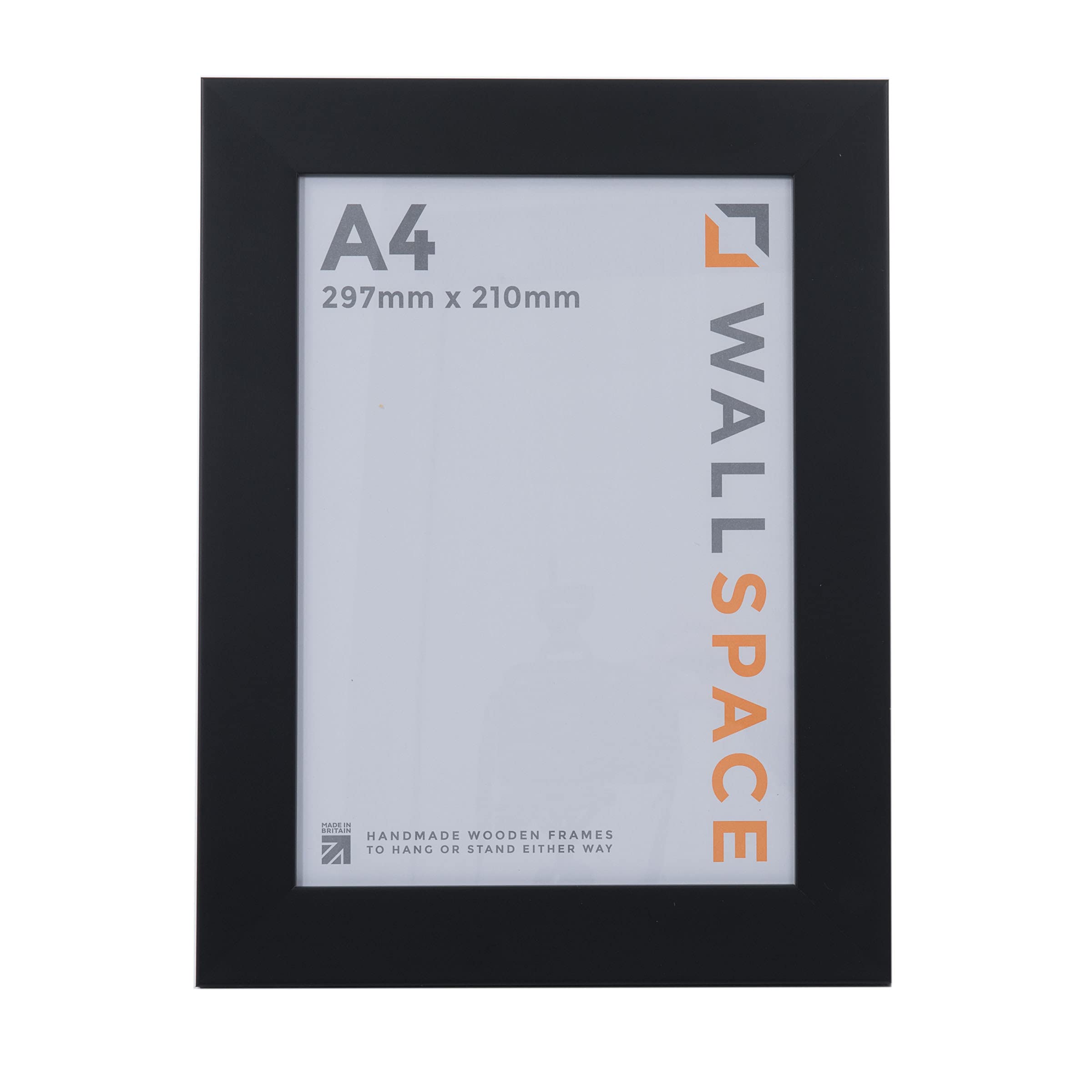 Wall Space A4 Wide Black Picture Frame | Black A4 Photo Frame | 297x210mm | 297 x 210mm | 29.7x21.0cm | Solid Wood Wooden with Real Glass | Handmade in UK | Certificate Diploma — image 1