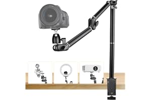 TARION Desk Camera Mount Stand Heavy Duty Articulated Camera Arm Articulating Table Mount Camera Stand Adjustable Flexible Ge