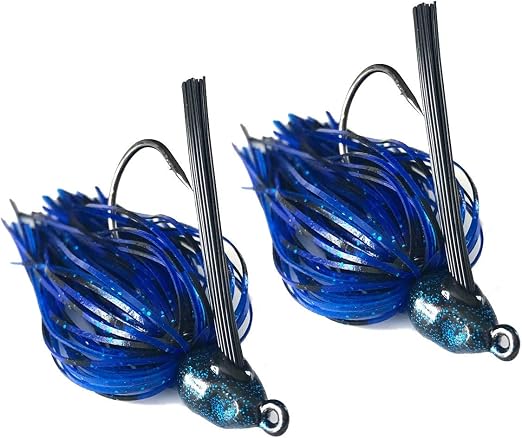 black and blue swim jig