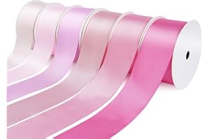 Yardinys Satin Ribbon 1-1/2 Inch Fabric Ribbon, Pink Ribbon Assortment Double Faced Ribbon for Gift Wrapping Flower Bouquet W