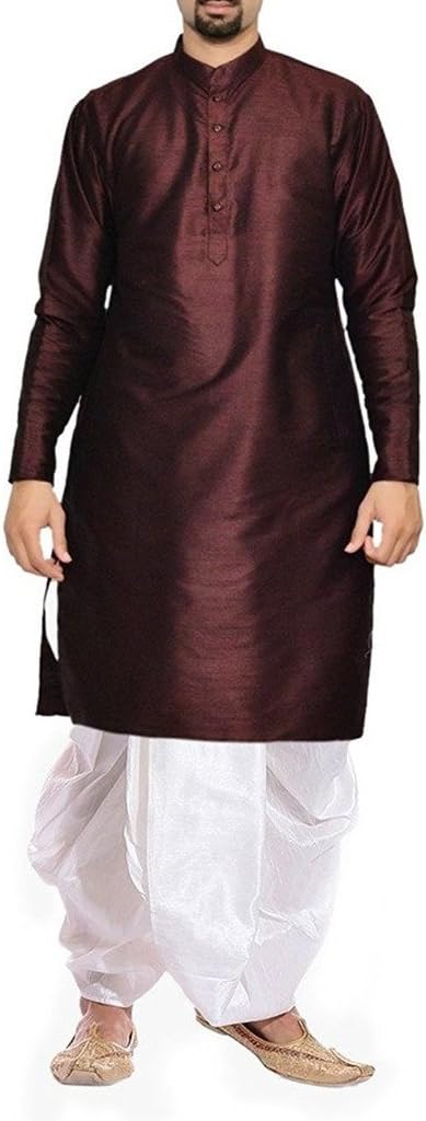 Royal Kurta Big Boy's Silk Blend Festive Dhoti Kurta Set 40 Brown