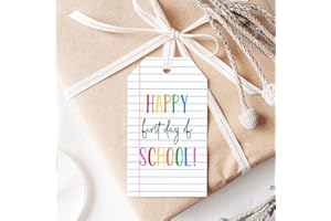 GENERIC Happy First Day of School Gift Tags, Back to School Party Favors Tags for Gift Bags, Teacher Appreciation Gifts Tags in Bulk for Women or Men, with Holes